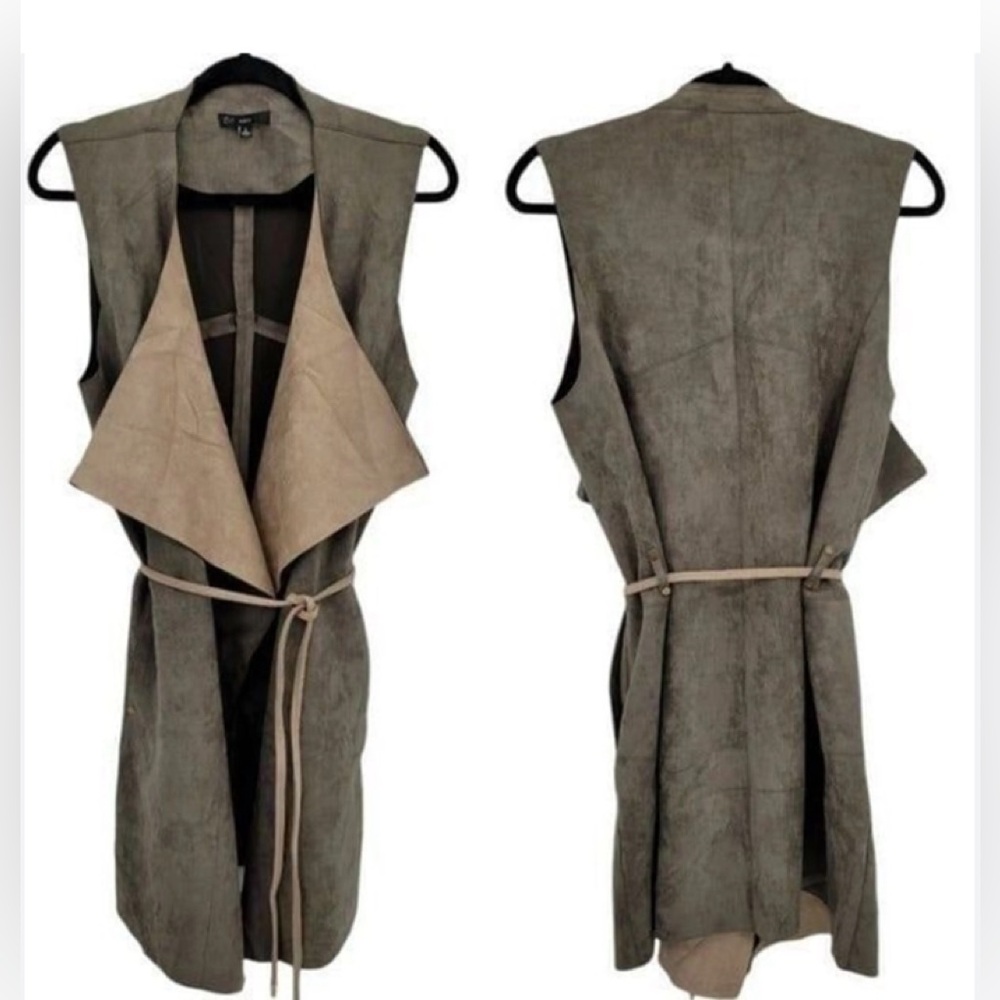 FATE Waterfall Vest brown faux suede. Small
